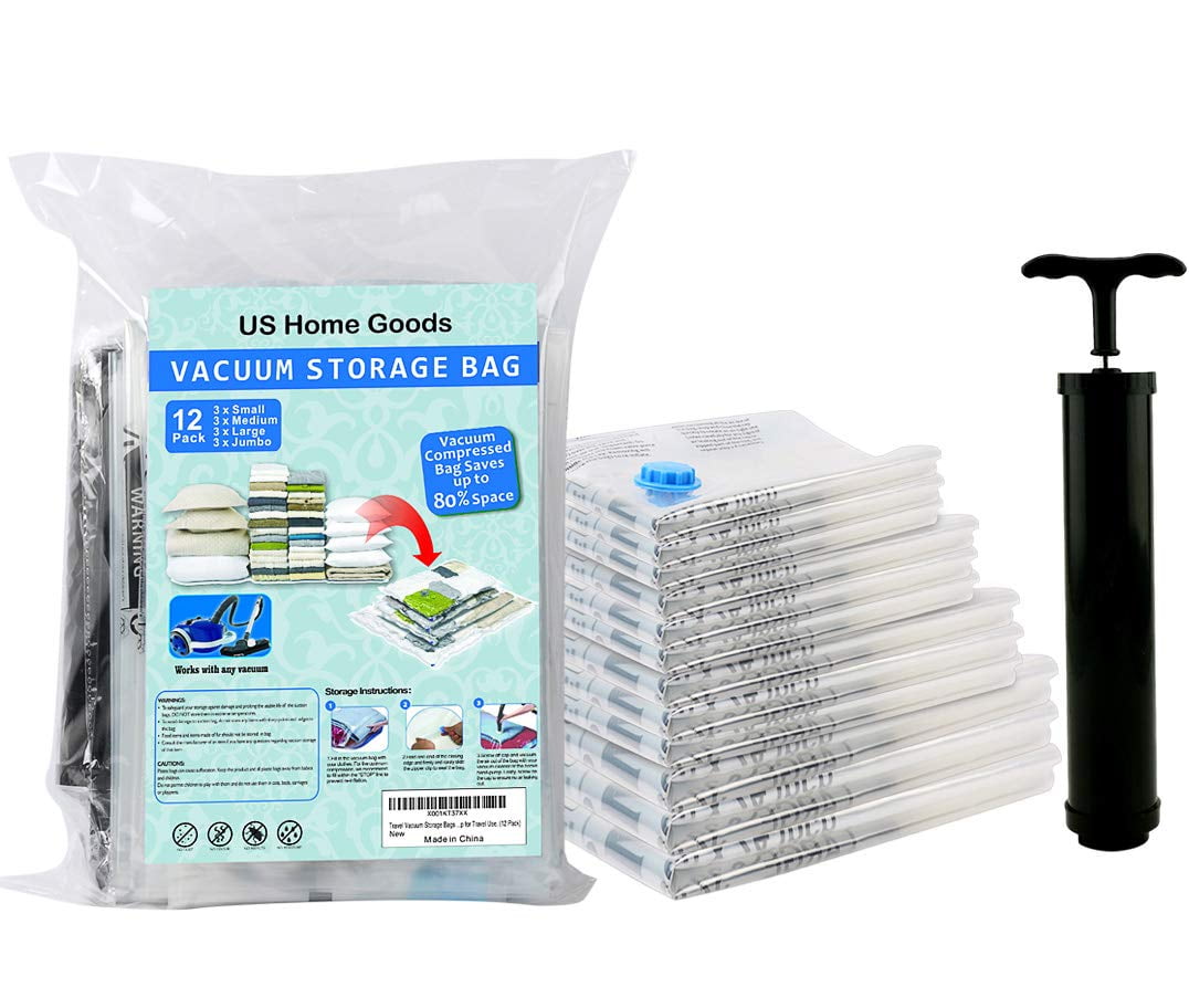 6 Pack：Small Size Vacuum Storage Bags 24x16,85% More Storage! Travel  Space Saver Bags for Clothes 