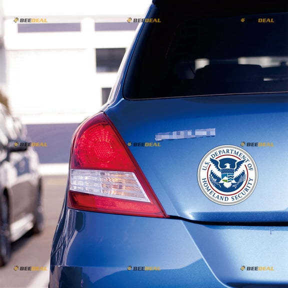 US Homeland Security Car Magnet Round Magnetic Sticker Decal - 2 Pack Reflective 4" - for Truck Door Fridge Reusable Waterproof