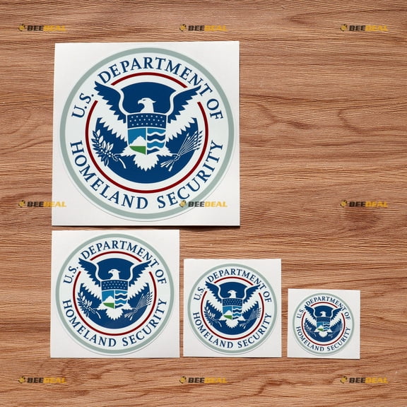 US Homeland Security Decal Vinyl Sticker Round - 4 Pack Glossy, 2 Inches, 3 Inches, 4 Inches, 6 Inches - for Car Boat Laptop Cup Phone