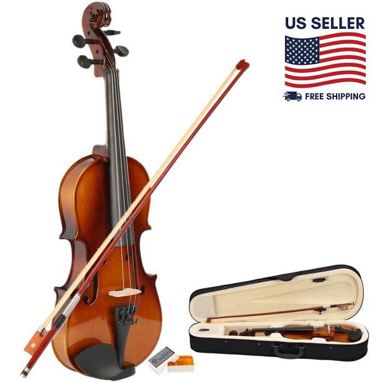US IN STOCK 3/4 Violin Set Fiddle EVA-3 Matte fo Beginners with Hard Case, Rosin, Shoulder Rest, Bow, and Extra Strings