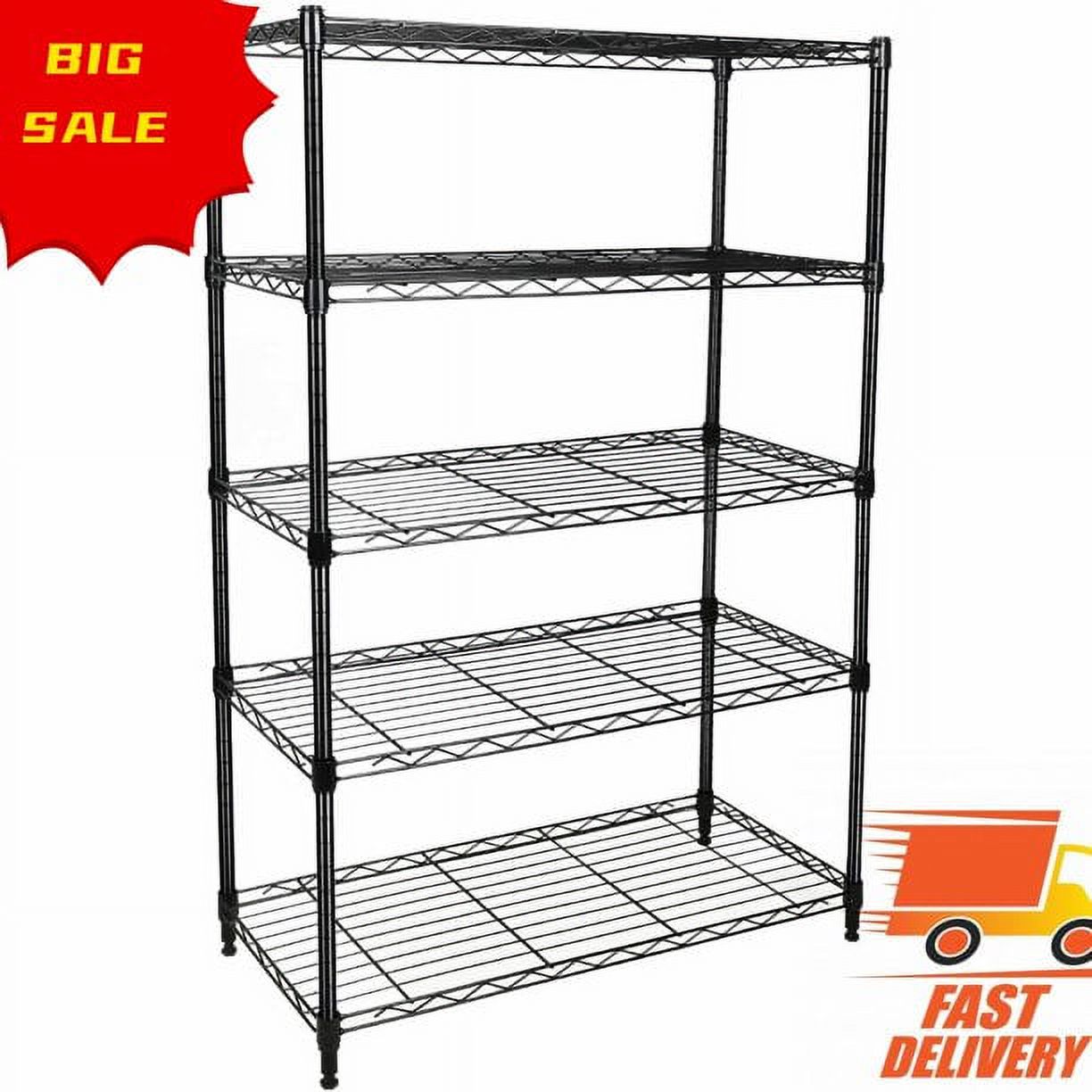 [US IN STOCK] 5Shelf Shelving Storage Units on Wheels Casters, Adjustable Heavy Duty Metal