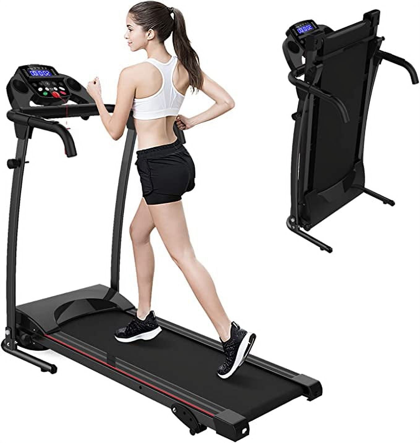 US IN STOCK]Electric Folding Incline Treadmill with Auto/Manual Incline Sit  Ups Rack & Ab Mat, Dumb Bells for Home Office Gym Small Spaces, Running  Machine 