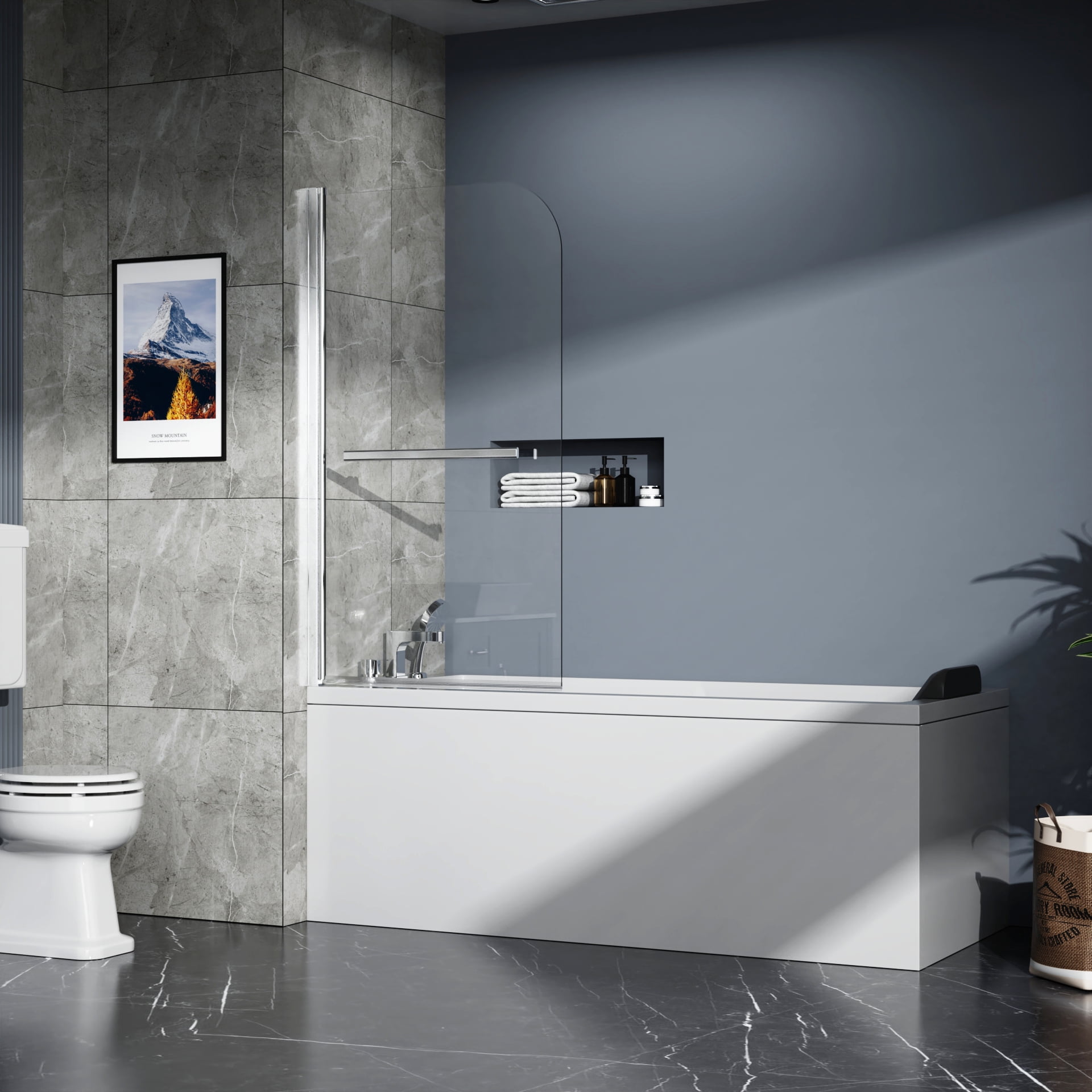Goodyo 31" x 55" Frameless Clear Tempered Glass Bathtub Screen