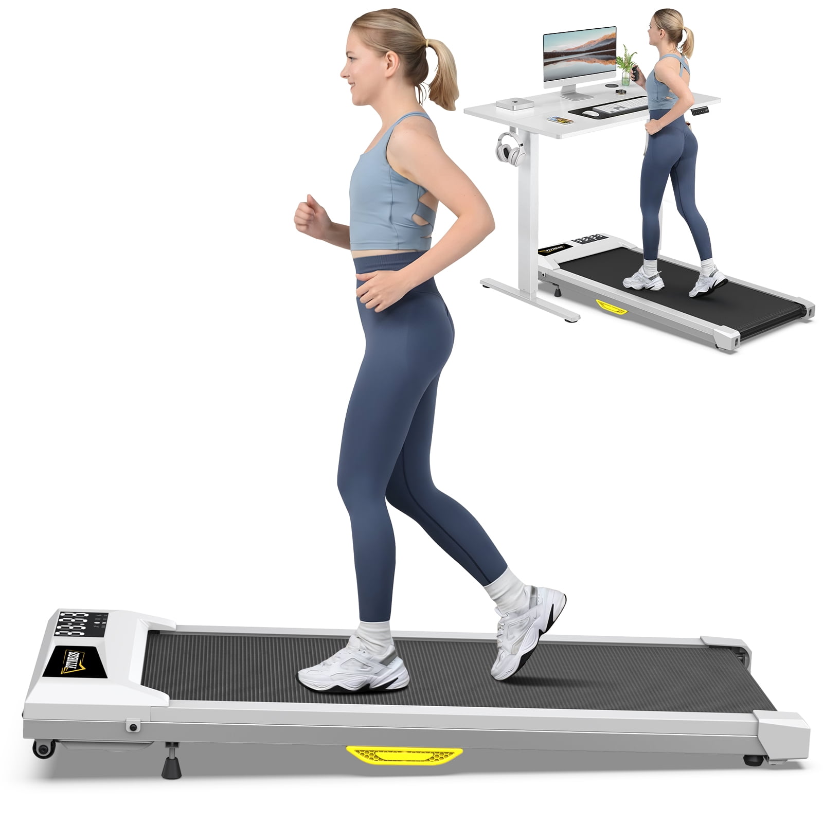 US IN STOCK Portable Treadmill Under Desk Walking Pad Flat Slim Treadmill with LED Display Running Machine for Apartment and Small Space without Assembling Walmart
