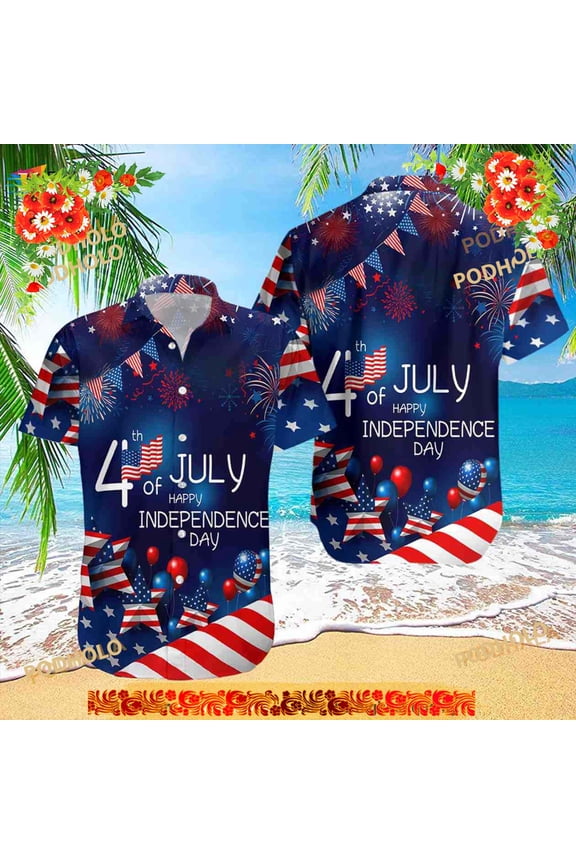 US Independence Day Hawaiian Shirt, 4th July Aloha Gift, God Bless America Hawaii Shirt