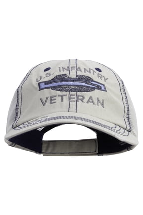 US Infantry Veteran Embroidered Low Profile Special Cotton Mesh Cap - Putty OSFM