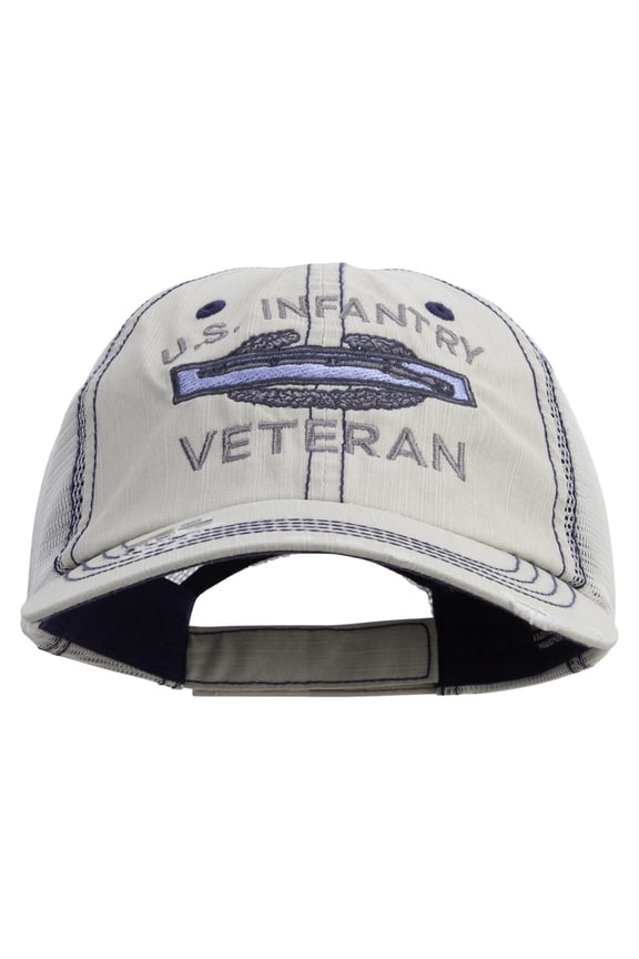 US Infantry Veteran Embroidered Low Profile Special Cotton Mesh Cap - Putty OSFM