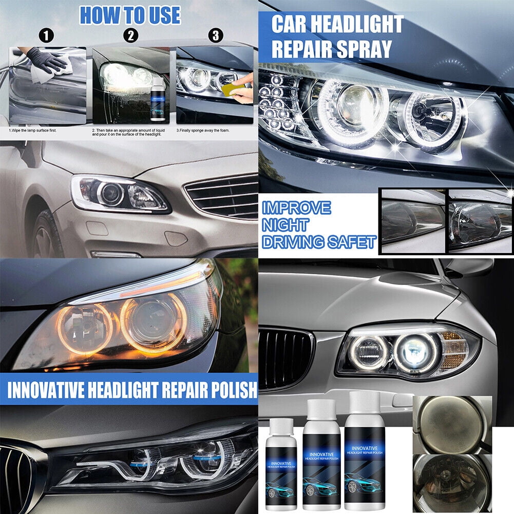 Pegciz Innovative Headlight Repair Polish 3Pack, Repair  Yellow/Blurred/Oxidized/Scratch Headlight, Car Headlamp Cleaning Flulids  Polish Plastic Surfaces to High Gloss,Headlight Restoration 
