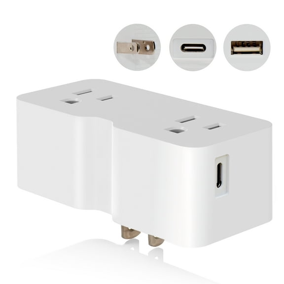 US to Japan Plug Adapter, Multi Plug Outlet with USB C and USB A Ports (4.2A in Total), Expander Adapter for Japan Travel, Home, Office, 125V, ETL Listed, White, 1 Pack