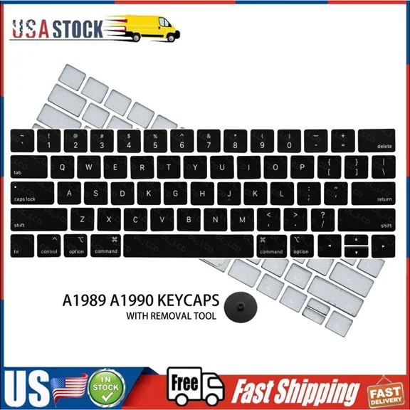 US Keyboard Key Caps Full Set for MacBook Pro Retina A1989 A1990 A1932 (Black)