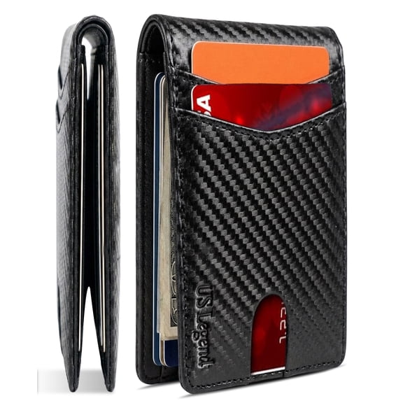 US Legend Wallet for Men Slim RFID Blocking Mens Wallet Leather Bifold Sleek, 13 card   2 ID slots