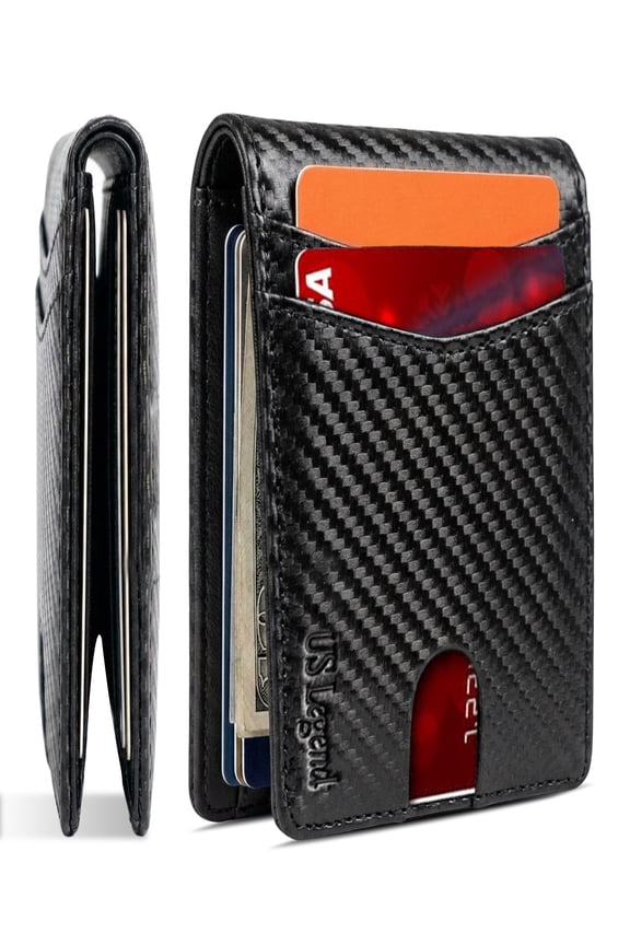 Wallet for Men Slim RFID Blocking Mens Wallet Leather Bifold Sleek, 13 card + 2 ID slots
