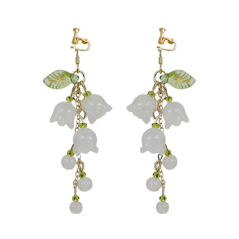 [LLOYD] 10K☆Triple layer flower cup earrings US Lily Of The Valley Chandelier Earrings Flower Floral