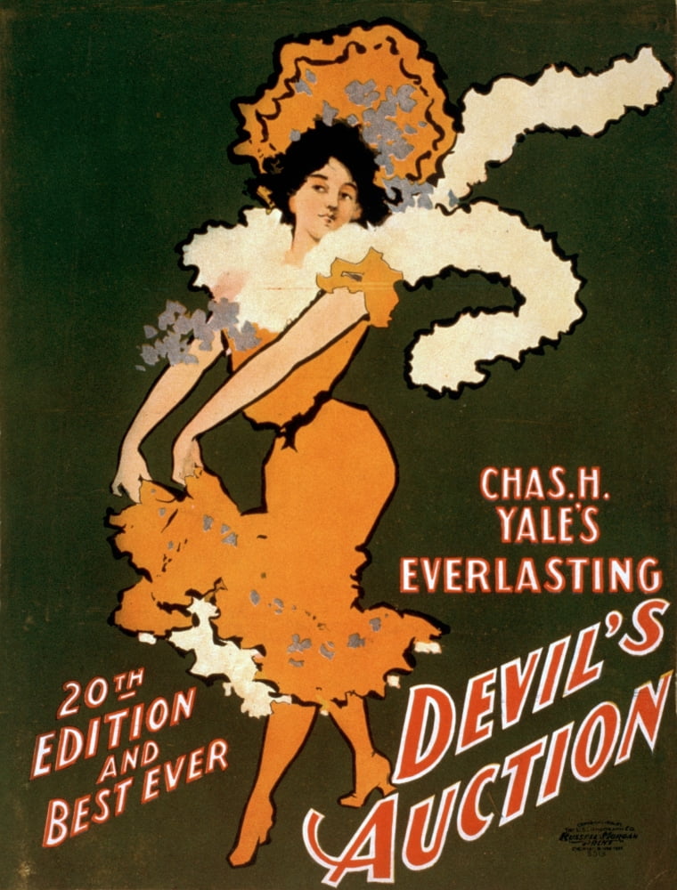 US Lithograph Co Devils Auction c1901 Canvas Art - US Lithograph Co (18 x 24)