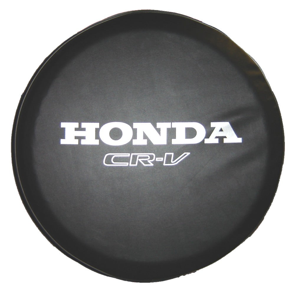 US Made SpareCover - 27-in BLAK Series Honda CRV in silver on black Heavy Vinyl Tire Cover