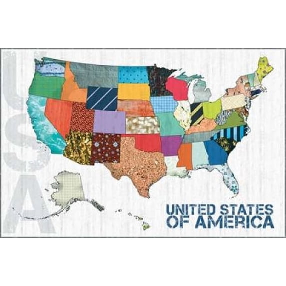 US Map Kids Poster Print by Lauren Gibbons (12 x 18)
