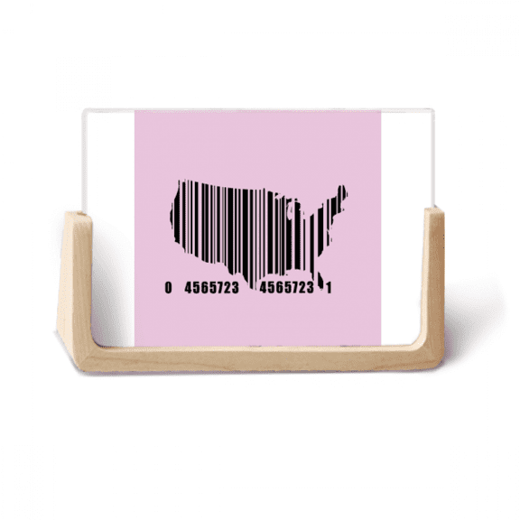 US Map Outline Bar Code Art Deco Fashion Photo Wooden Photo Frame Tabletop Display