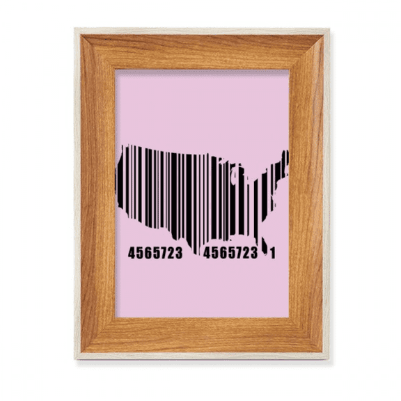 US Map Outline Bar Code Desktop Wooden Photo Frame Display Picture Art Painting Multiple Sets