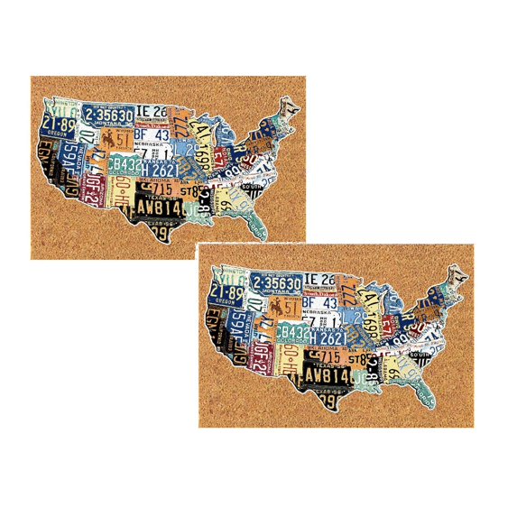 US Map Print Brown Floor Mat