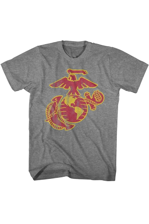 US Marine Core USMC Bright Eagle And Globe Graphite Heather Adult T-Shirt 4Xl