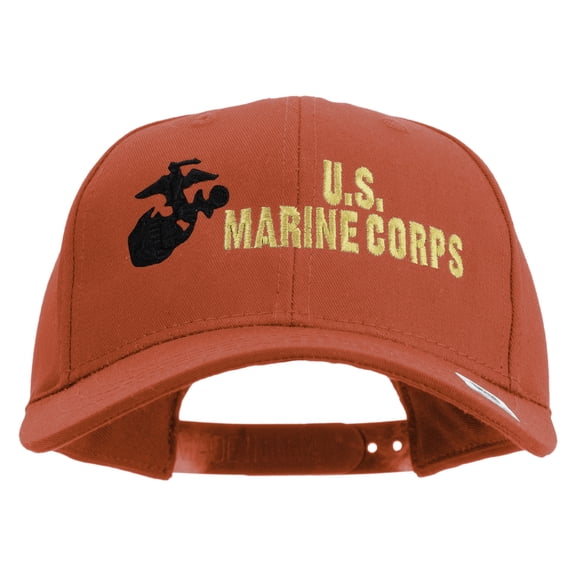 US Marine Corps Design Embroidered 6 Panel Structured Cotton Twill Cap Made in USA - Red OSFM
