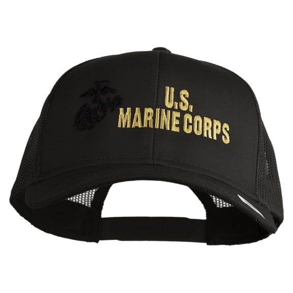 US Marine Corps Design Embroidered Solid Cotton Twill Mesh Prostyle Cap - Charcoal OSFM