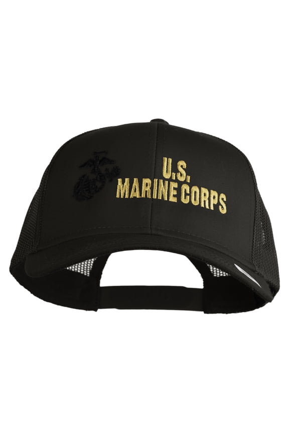 US Marine Corps Design Embroidered Solid Cotton Twill Mesh Prostyle Cap - Charcoal OSFM