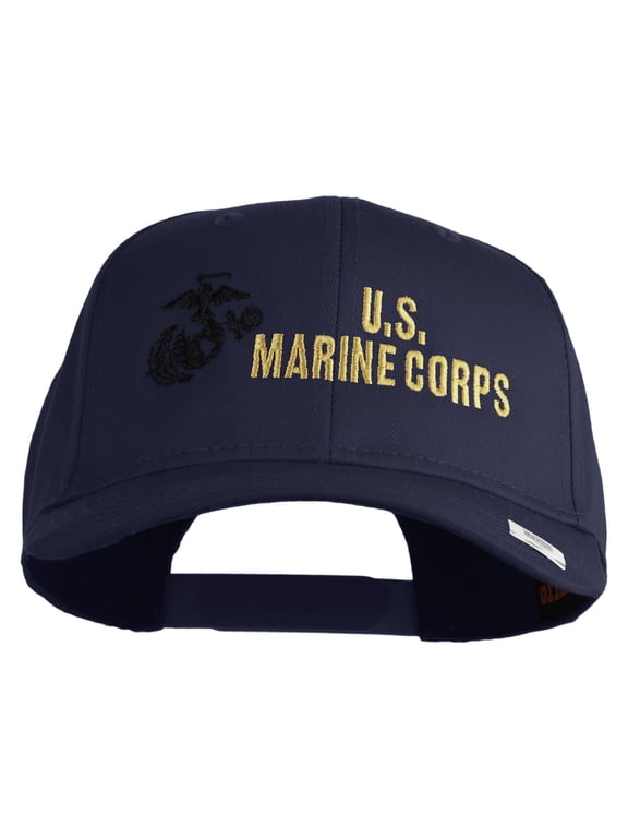 US Marine Corps Design Embroidered Solid Cotton Twill Pro Style Cap - Navy OSFM