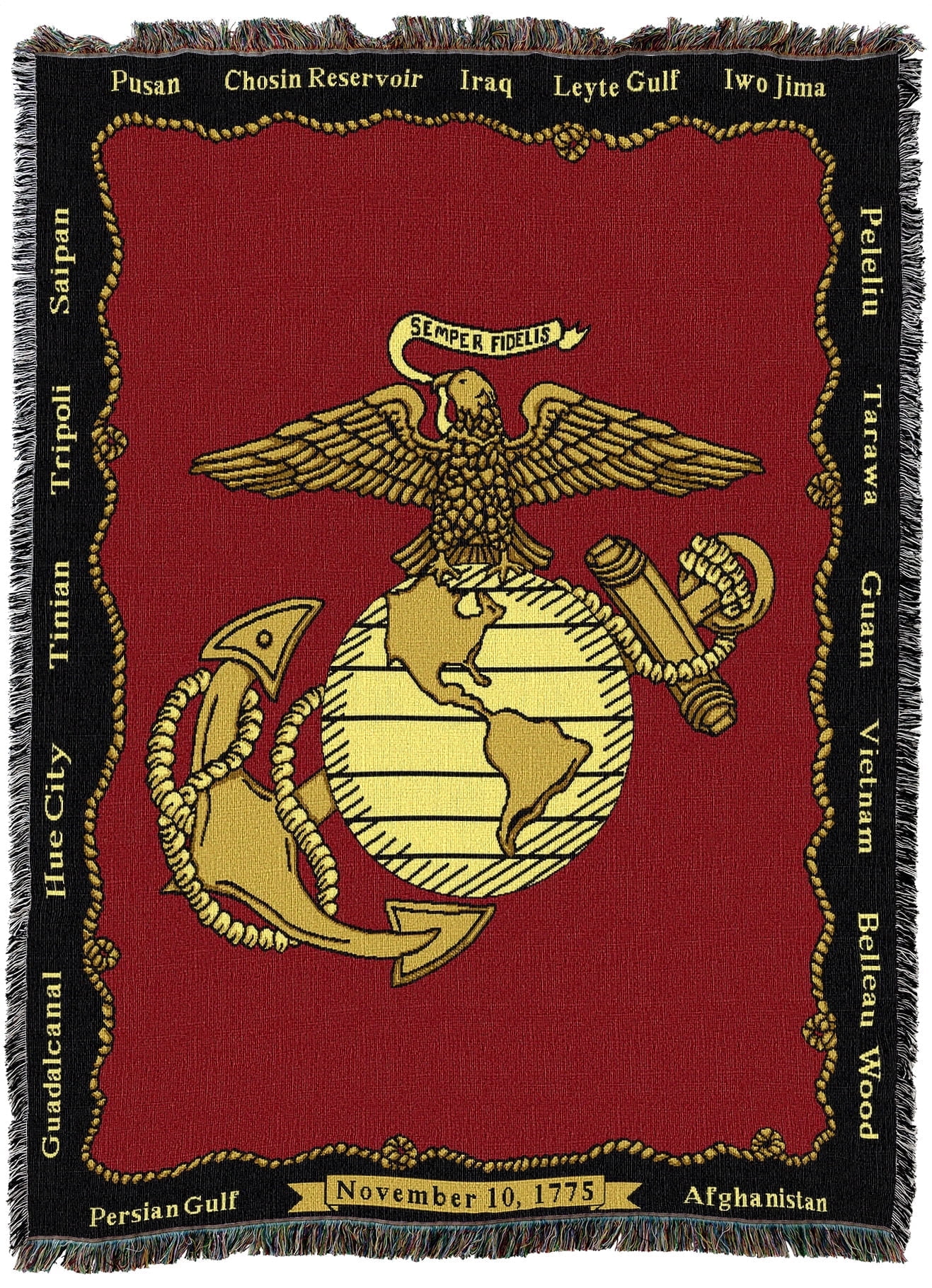 Pure Country Weavers US Marine Corps - Emblem Blanket - Military Tapestry Throw Woven from Cotton - Made in The USA (72x54)