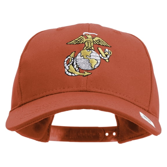 US Marine Corps Emblem Embroidered 6 Panel Structured Cotton Twill Cap Made in USA - Red OSFM