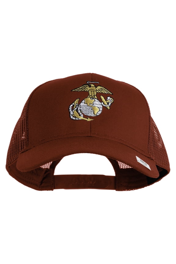 US Marine Corps Emblem Embroidered Solid Cotton Twill Mesh Prostyle Cap - Red OSFM
