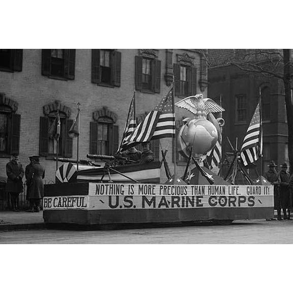 US Marine Corps Parade Float emphasizing recruitment-Fine art canvas print (20" x 30")