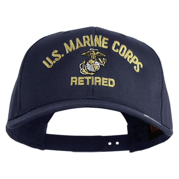 US Marine Corps Retired Design Embroidered Solid Cotton Twill Pro Style Cap - Navy OSFM