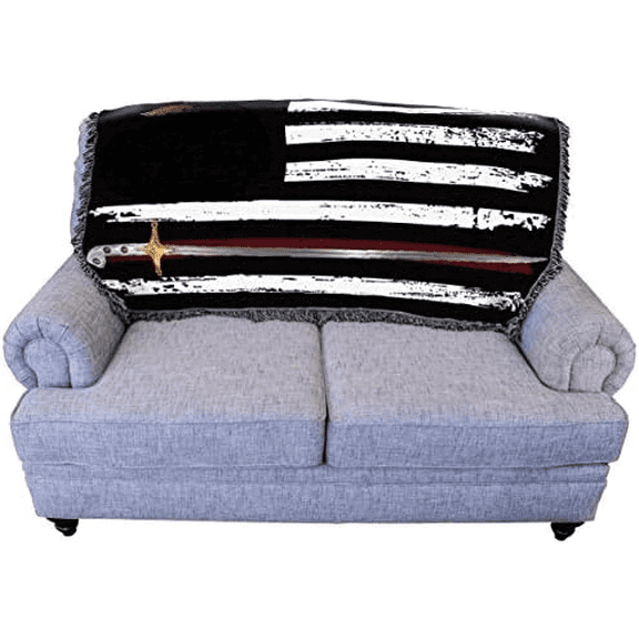 US Marine Corps - Saber Line American Flag Blanket - Gift Military Tapestry Throw for Back of Couch or Sofa - Woven from Cotton - Made in The USA (61x36)$$Home Decor, Kitchen, & Other