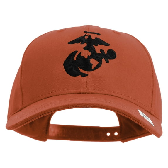 US Marine Corps Seal Embroidered 6 Panel Structured Cotton Twill Cap Made in USA - Red OSFM