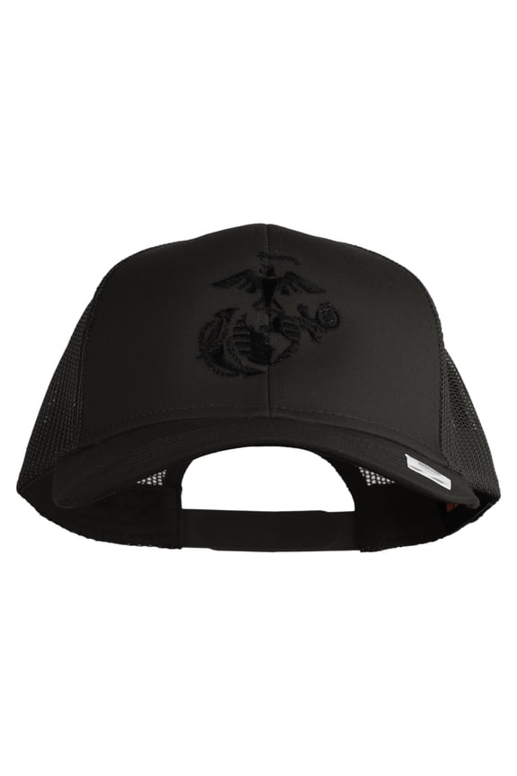 US Marine Corps Seal Embroidered Solid Cotton Twill Mesh Prostyle Cap - Charcoal OSFM