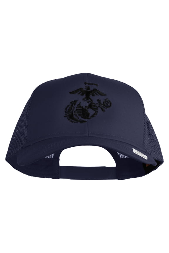 US Marine Corps Seal Embroidered Solid Cotton Twill Mesh Prostyle Cap - Navy OSFM