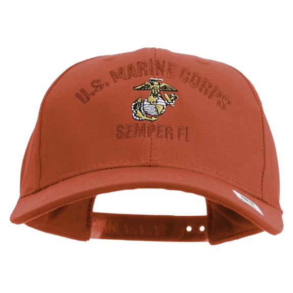 US Marine Corps Semper Fi Embroidered 6 Panel Structured Cotton Twill Cap Made in USA - Red OSFM