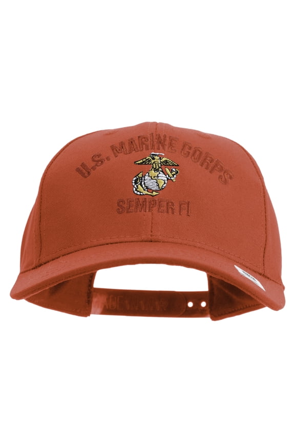 US Marine Corps Semper Fi Embroidered 6 Panel Structured Cotton Twill Cap Made in USA - Red OSFM
