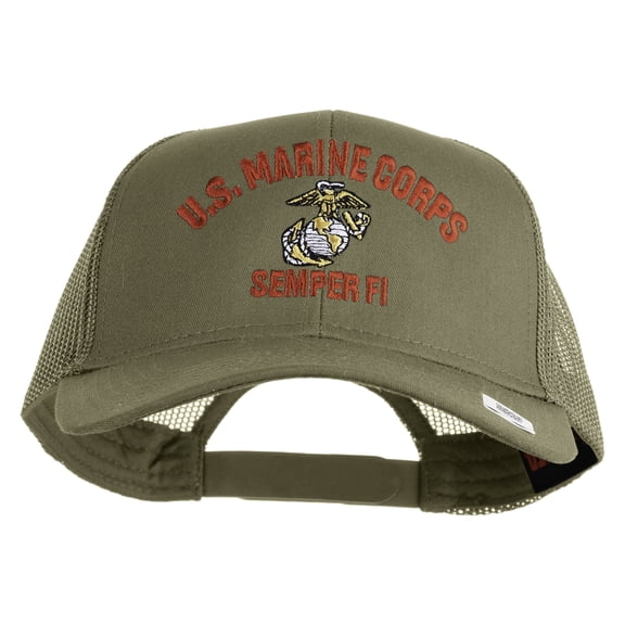 US Marine Corps Semper Fi Embroidered Solid Cotton Twill Mesh Prostyle Cap - Khaki OSFM