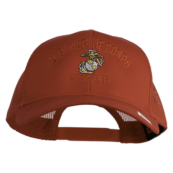 US Marine Corps Semper Fi Embroidered Solid Cotton Twill Mesh Prostyle Cap - Red OSFM