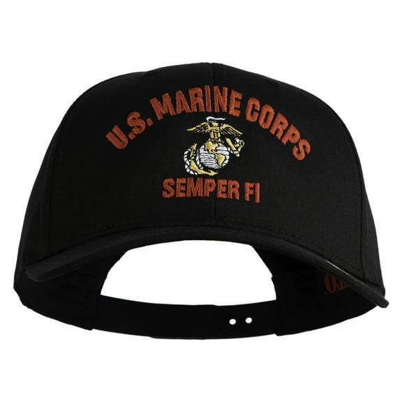 US Marine Corps Semper Fi Embroidered Solid Cotton Twill Pro Style Cap - Black OSFM