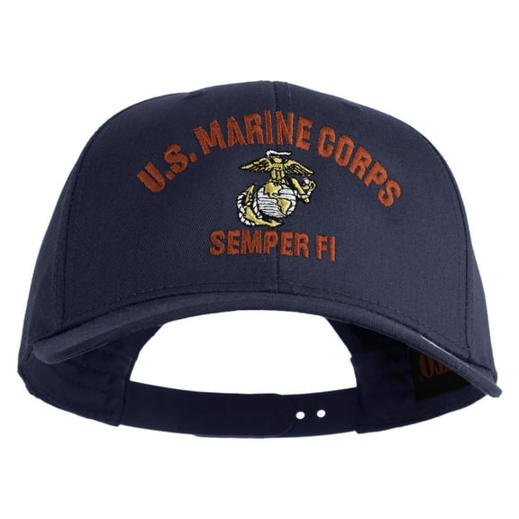 US Marine Corps Semper Fi Embroidered Solid Cotton Twill Pro Style Cap - Navy OSFM