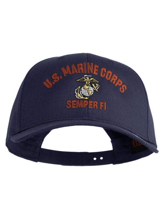 US Marine Corps Semper Fi Embroidered Solid Cotton Twill Pro Style Cap - Navy OSFM
