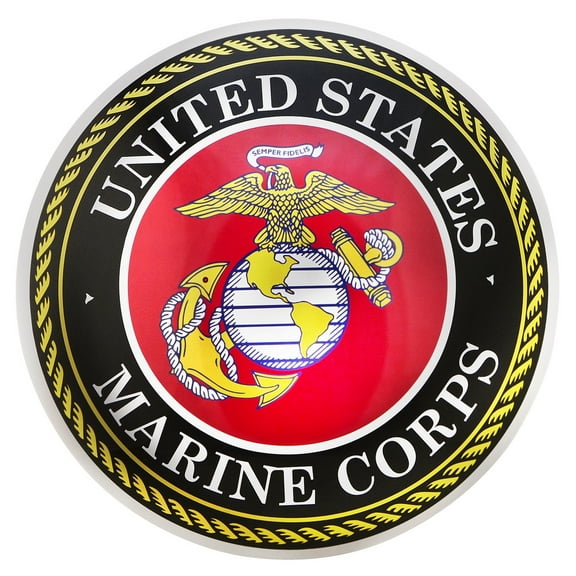 US Marine Corps Tin Metal Round Dome Button Sign USMC Emblem Home Bar Wall Decor