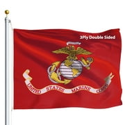 US Marine Corps USMC Flag 3x5 FT Outdoor Double Sided, 3 Ply Heavy Duty Army Flag for Outside with 2 Brass Grommets