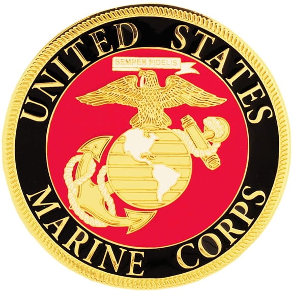 US Marine Corps USMC Gold Tone Auto Car Truck Motorcycle Emblem