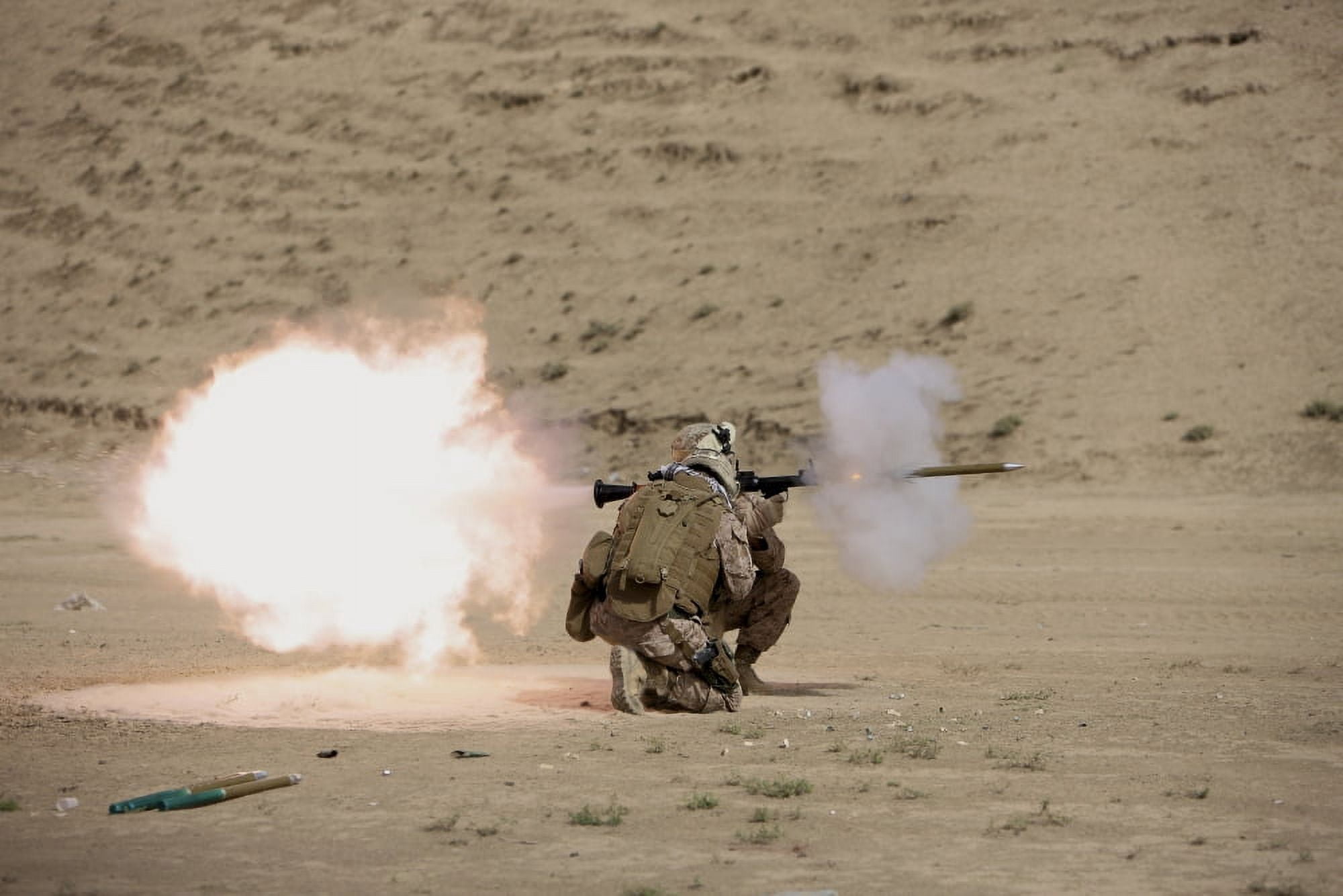 US Marine fires a RPG-7 grenade launcher Canvas Art - Terry MooreStocktrek Images (35 x 24)