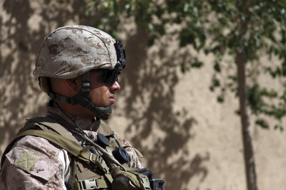 US Marine provides security in Afghanistan Canvas Art - Stocktrek Images (35 x 23)