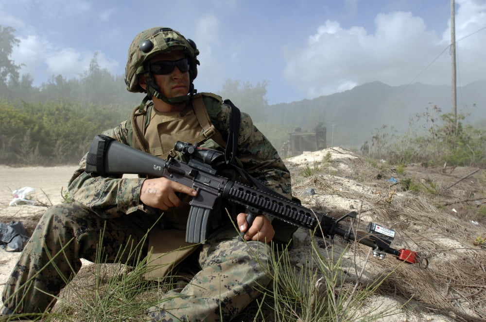US Marine takes part in an amphibious assault Canvas Art - Stocktrek Images (34 x 23)